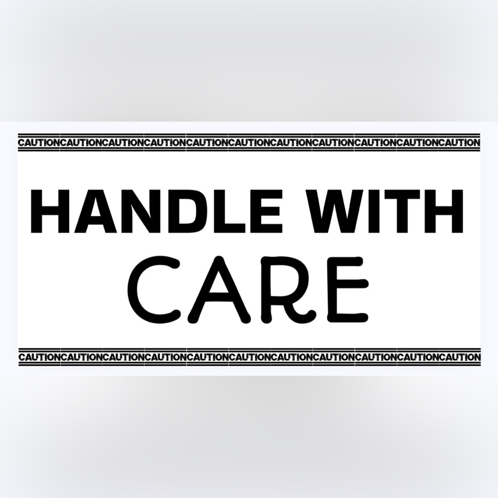 30 STICKERS - 2” x 1” - HANDLE WITH CARE
